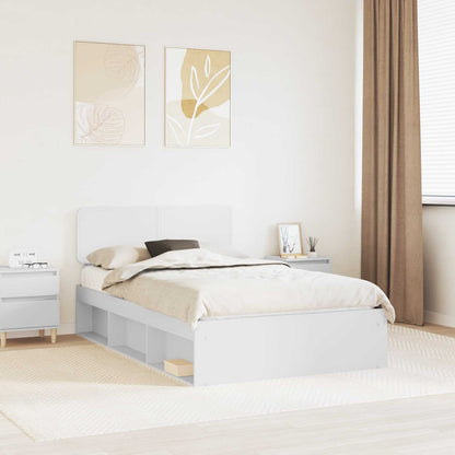 vidaXL Bettrahmen mit Kopfteil Weiß 120 x 200 cm Massives Kiefernholz