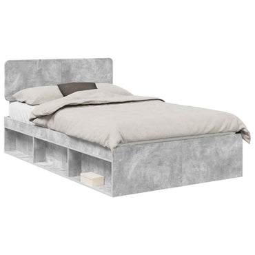 vidaXL Bettrahmen mit Kopfteil Beton 120 x 200 cm Massives Kiefernholz