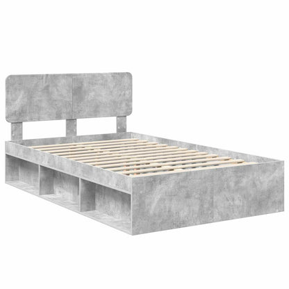 vidaXL Bettrahmen mit Kopfteil Beton 120 x 200 cm Massives Kiefernholz