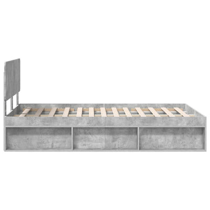 vidaXL Bettrahmen mit Kopfteil Beton 120 x 200 cm Massives Kiefernholz