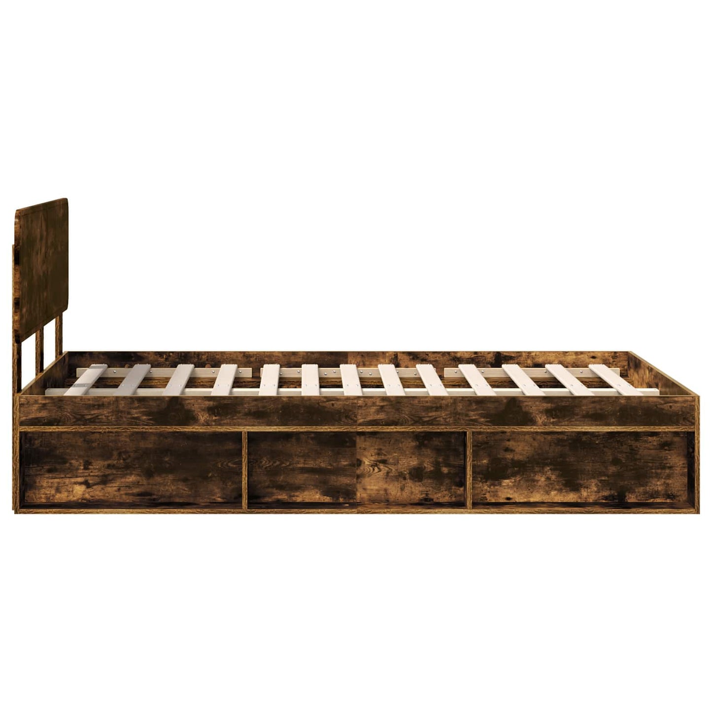 vidaXL Bettrahmen Geräucherte Eiche 120 x 200 cm Massives Kiefernholz