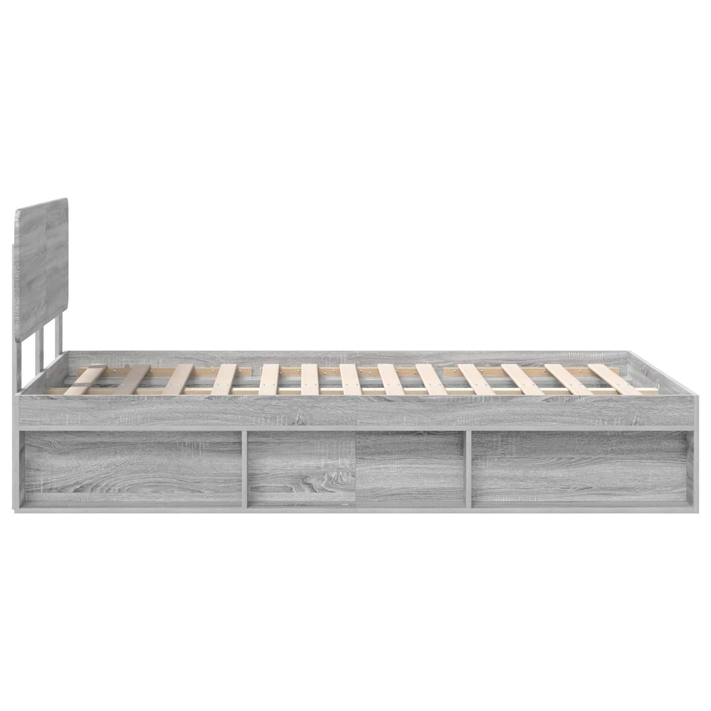 vidaXL Bettrahmen Graues Sonoma 120 x 200 cm Massives Kiefernholz