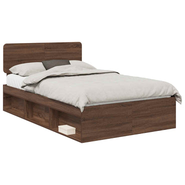 vidaXL Bettrahmen Braun Eichen-Optik 120 x 200 cm Massives Kiefernholz