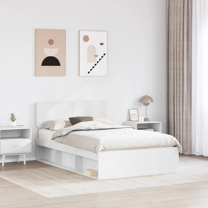vidaXL Bettrahmen mit Kopfteil Weiß 120 x 190 cm Massives Kiefernholz