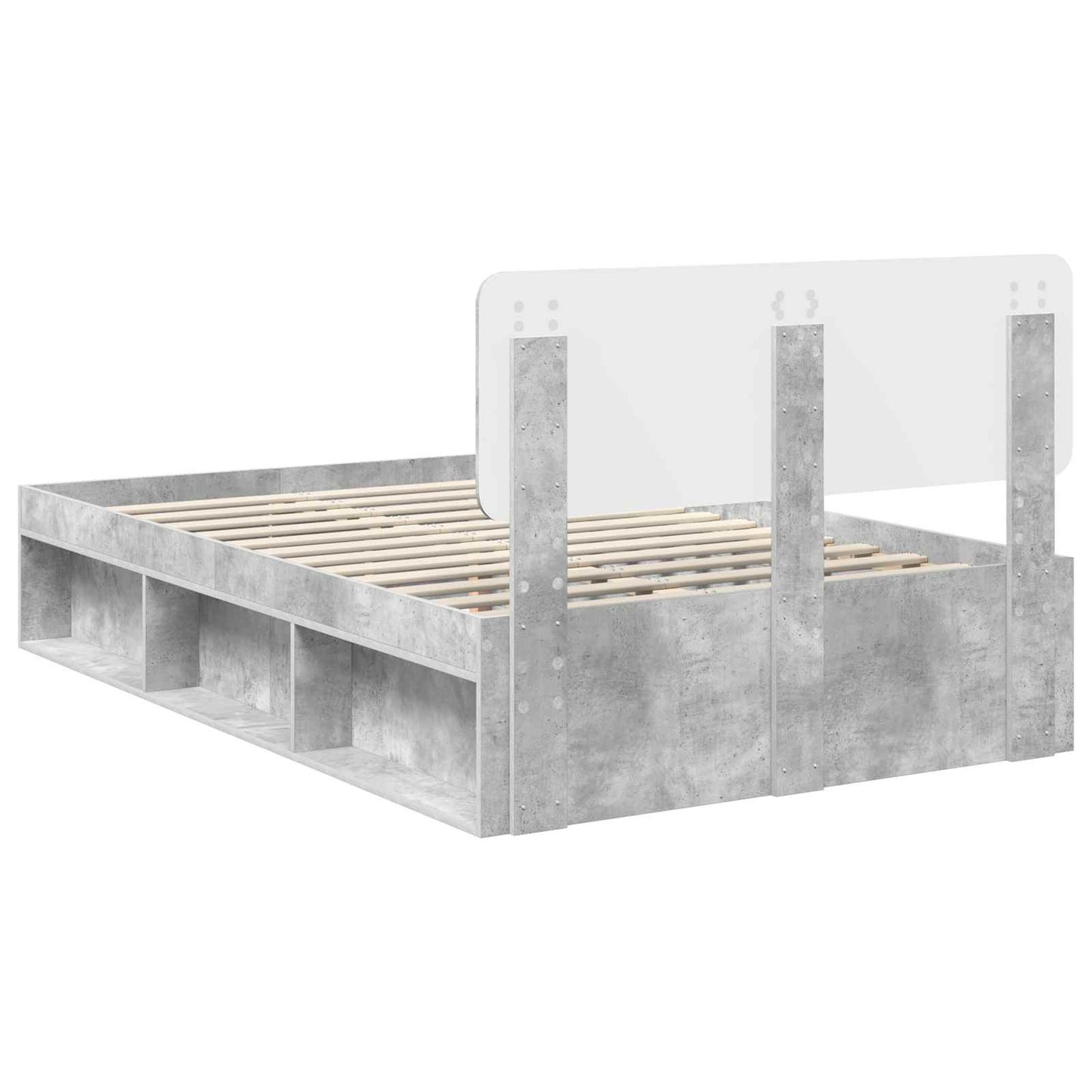 vidaXL Bettrahmen mit Kopfteil Beton 120 x 190 cm Massives Kiefernholz