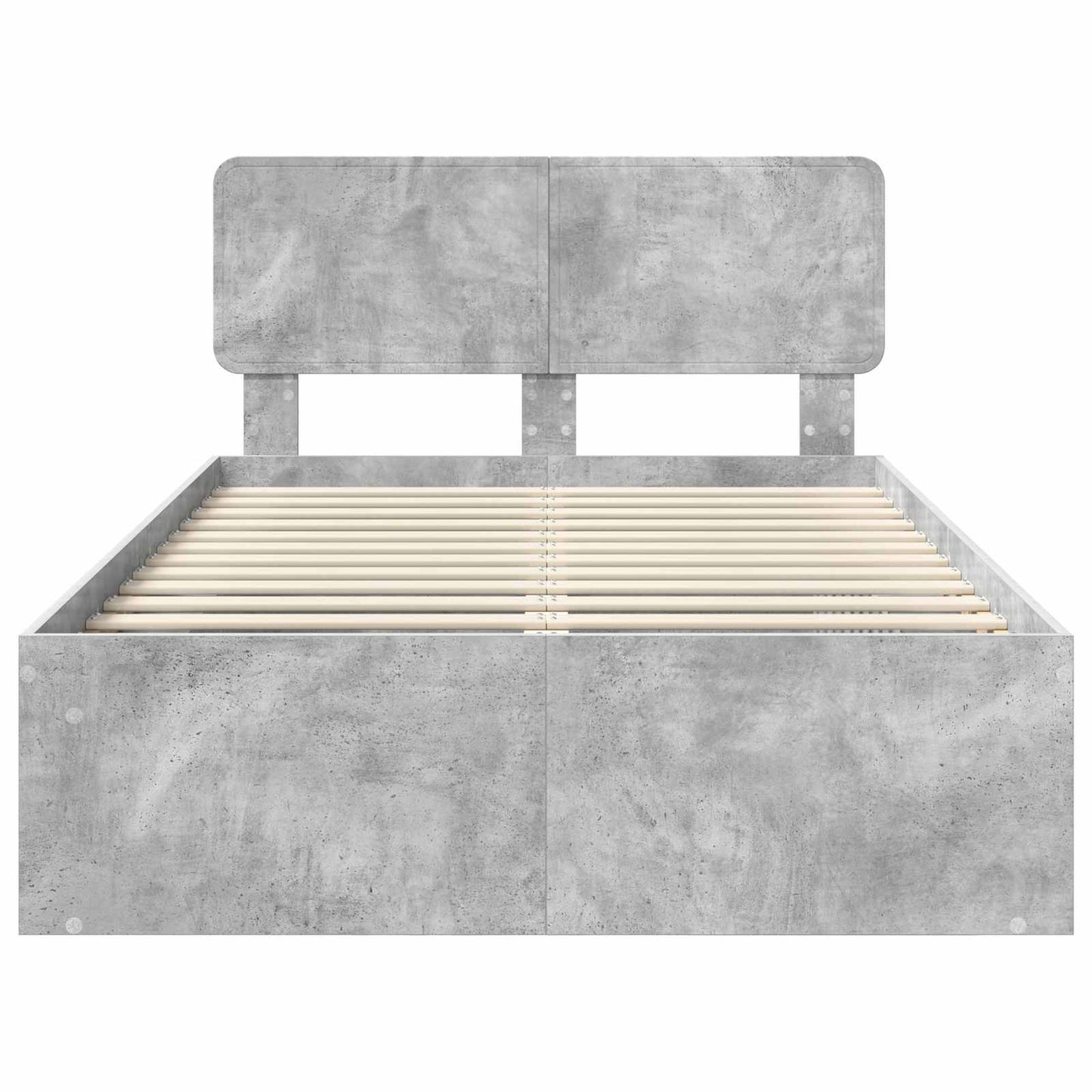 vidaXL Bettrahmen mit Kopfteil Beton 120 x 190 cm Massives Kiefernholz