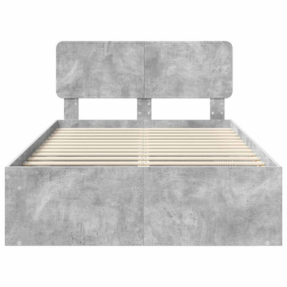 vidaXL Bettrahmen mit Kopfteil Beton 120 x 190 cm Massives Kiefernholz