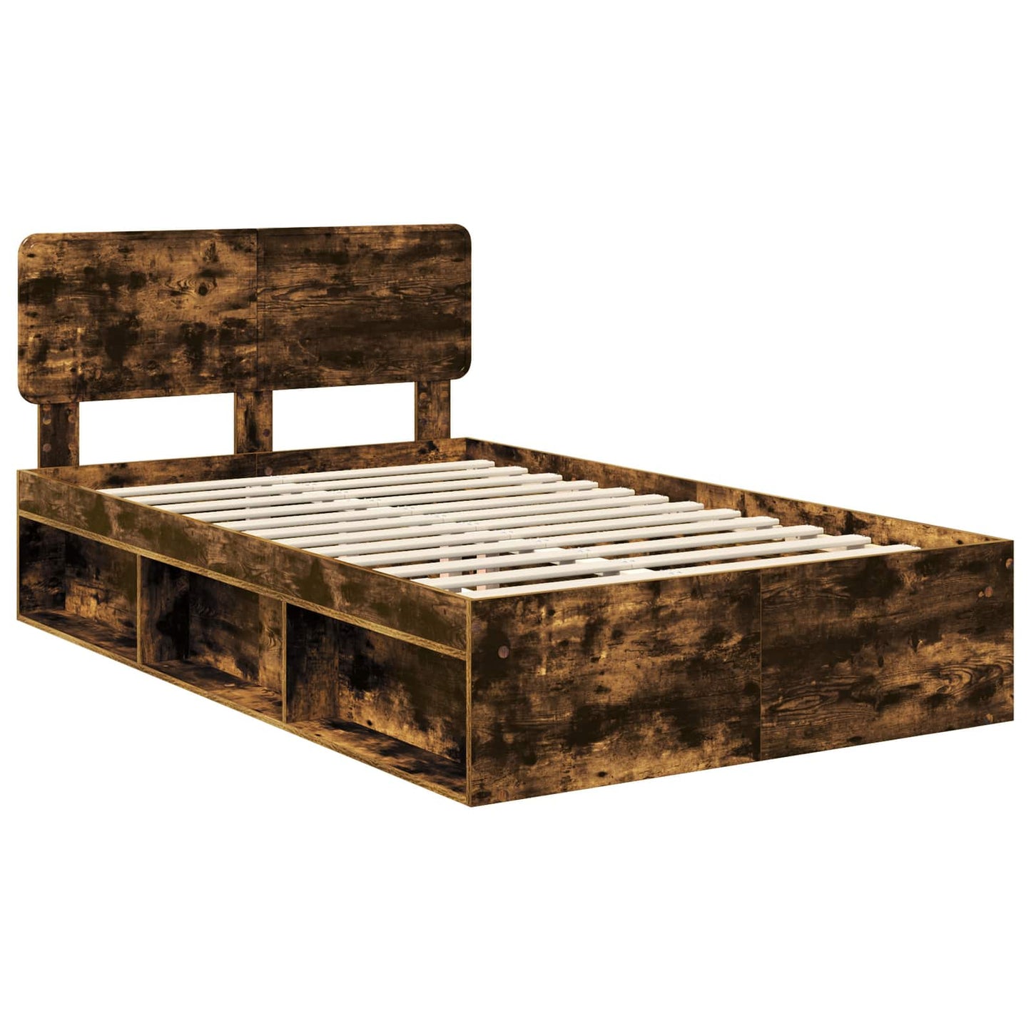 vidaXL Bettrahmen Geräucherte Eiche 120 x 190 cm Massives Kiefernholz