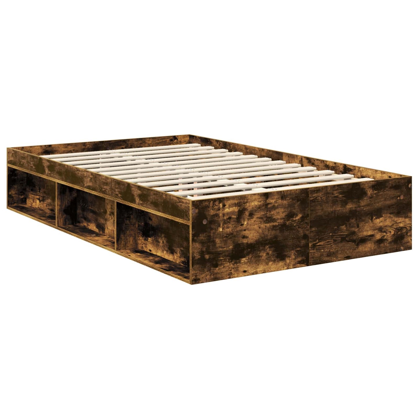 vidaXL Bettrahmen Geräucherte Eiche 120 x 190 cm Massives Kiefernholz