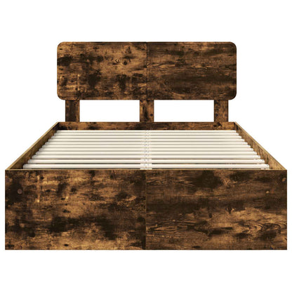 vidaXL Bettrahmen Geräucherte Eiche 120 x 190 cm Massives Kiefernholz