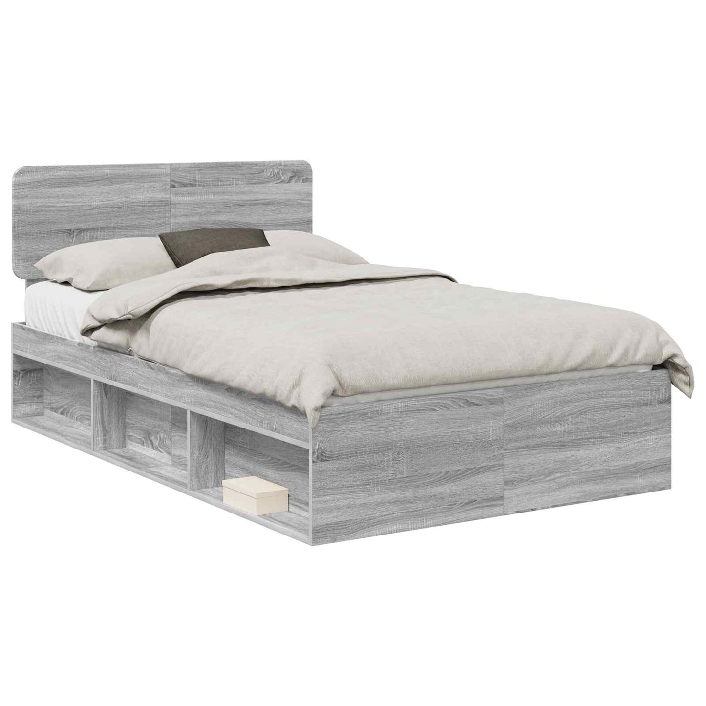 vidaXL Bettrahmen Graues Sonoma 120 x 190 cm Massives Kiefernholz