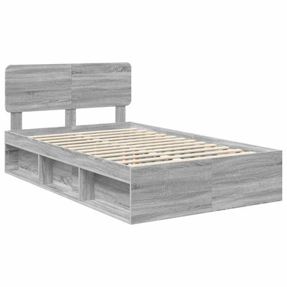vidaXL Bettrahmen Graues Sonoma 120 x 190 cm Massives Kiefernholz