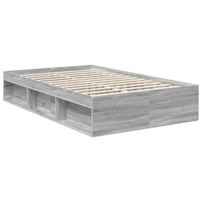 vidaXL Bettrahmen Graues Sonoma 120 x 190 cm Massives Kiefernholz