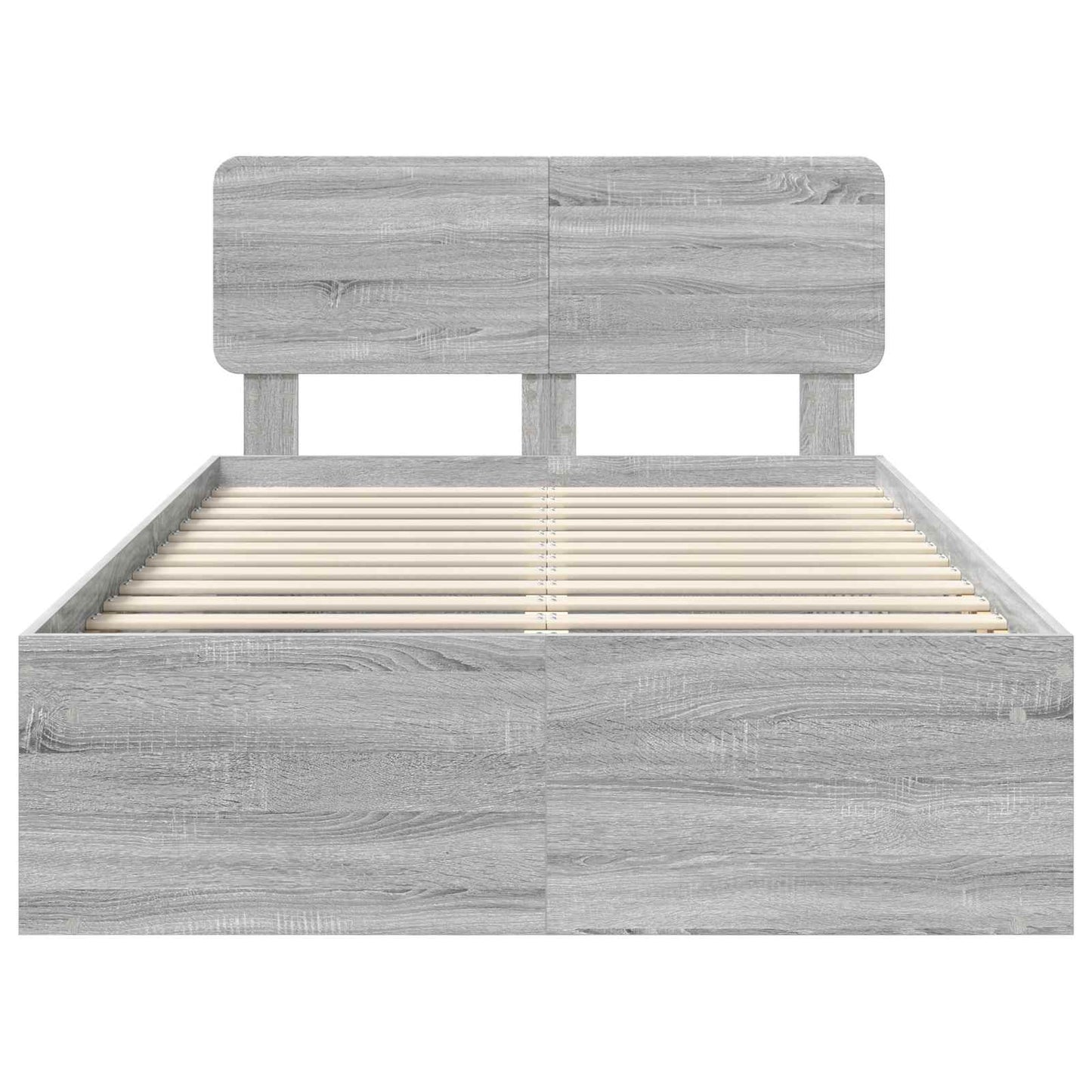 vidaXL Bettrahmen Graues Sonoma 120 x 190 cm Massives Kiefernholz