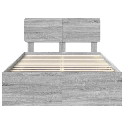 vidaXL Bettrahmen Graues Sonoma 120 x 190 cm Massives Kiefernholz