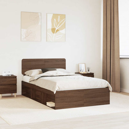 vidaXL Bettrahmen Braun Eichen-Optik 120 x 190 cm Massives Kiefernholz