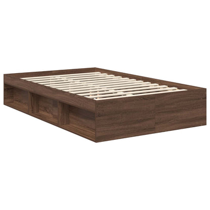 vidaXL Bettrahmen Braun Eichen-Optik 120 x 190 cm Massives Kiefernholz