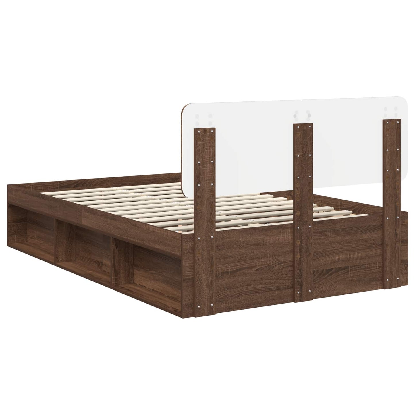 vidaXL Bettrahmen Braun Eichen-Optik 120 x 190 cm Massives Kiefernholz