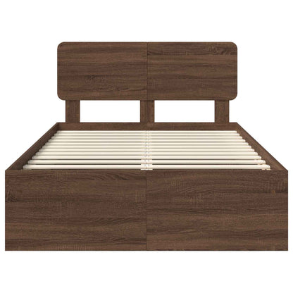 vidaXL Bettrahmen Braun Eichen-Optik 120 x 190 cm Massives Kiefernholz