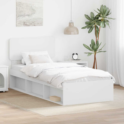 vidaXL Bettrahmen mit Kopfteil Weiß 100 x 200 cm Massives Kiefernholz