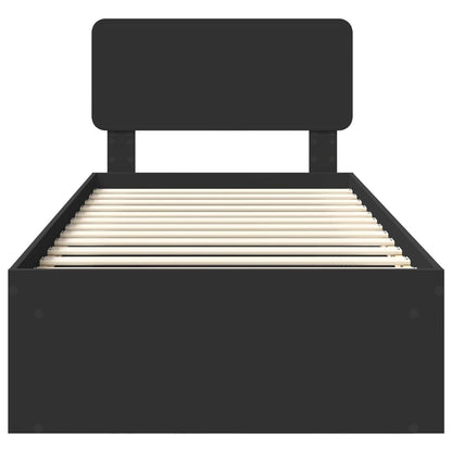 Bettrahmen Schwarz 100 x 200 cm Massives Kiefernholz