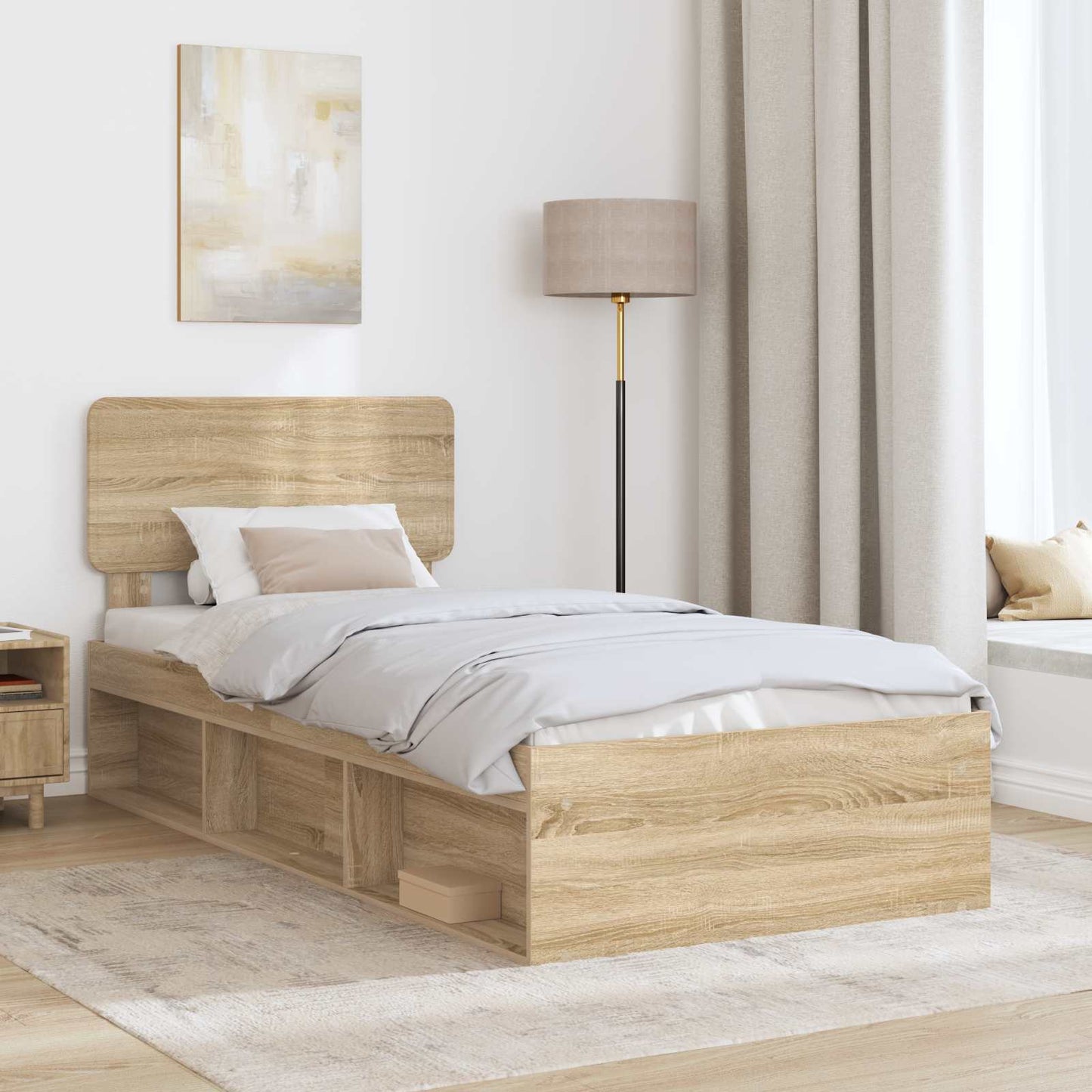 vidaXL Cadre de lit Sonoma 100 x 200 cm Bois de pin massif