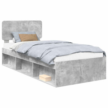 vidaXL Bettrahmen Beton Grau 100 x 200 cm Massives Kiefernholz