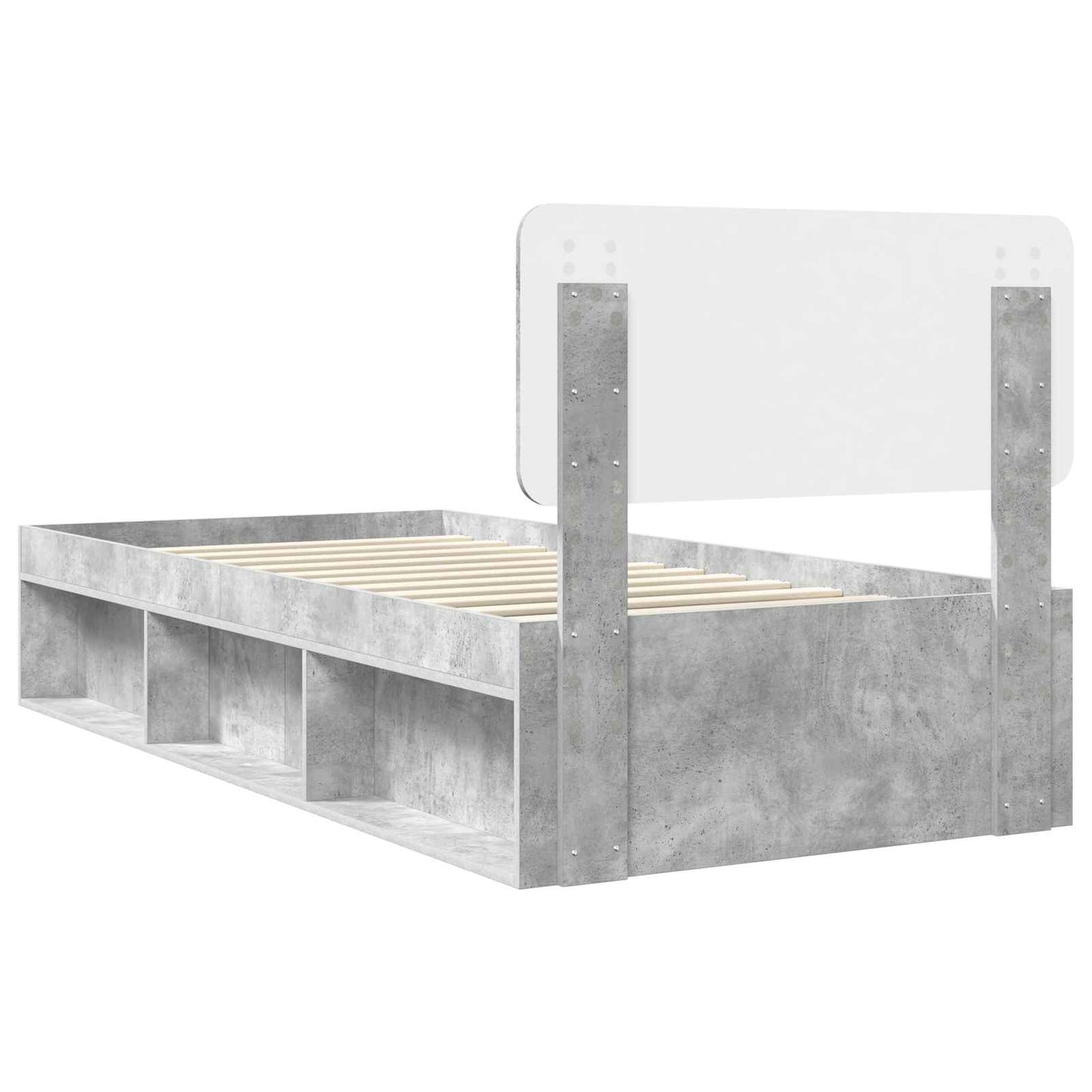 vidaXL Bettrahmen Beton Grau 100 x 200 cm Massives Kiefernholz