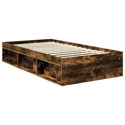 vidaXL Bettrahmen Geräucherte Eiche 100 x 200 cm Massives Kiefernholz
