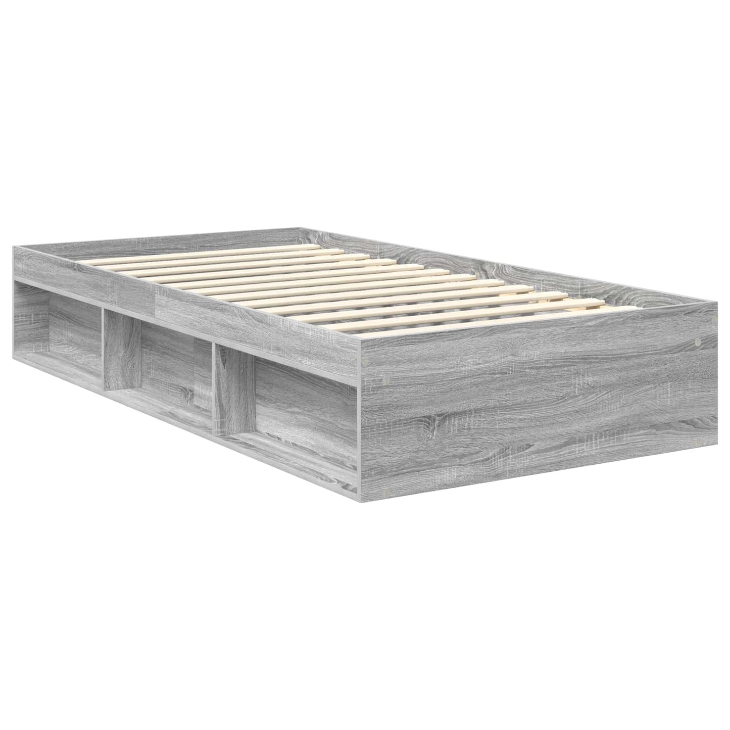 vidaXL Bettrahmen Graues Sonoma 100 x 200 cm Massives Kiefernholz