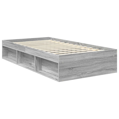 vidaXL Bettrahmen Graues Sonoma 100 x 200 cm Massives Kiefernholz