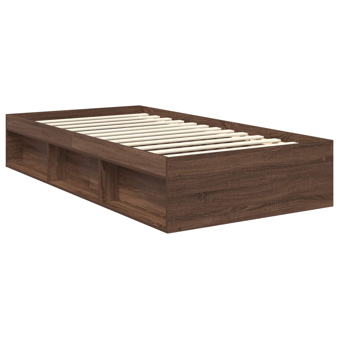 vidaXL Bettrahmen Braun Eichen-Optik 100 x 200 cm Massives Kiefernholz