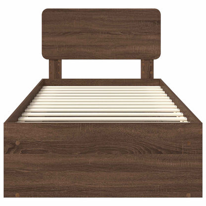 vidaXL Bettrahmen Braun Eichen-Optik 100 x 200 cm Massives Kiefernholz