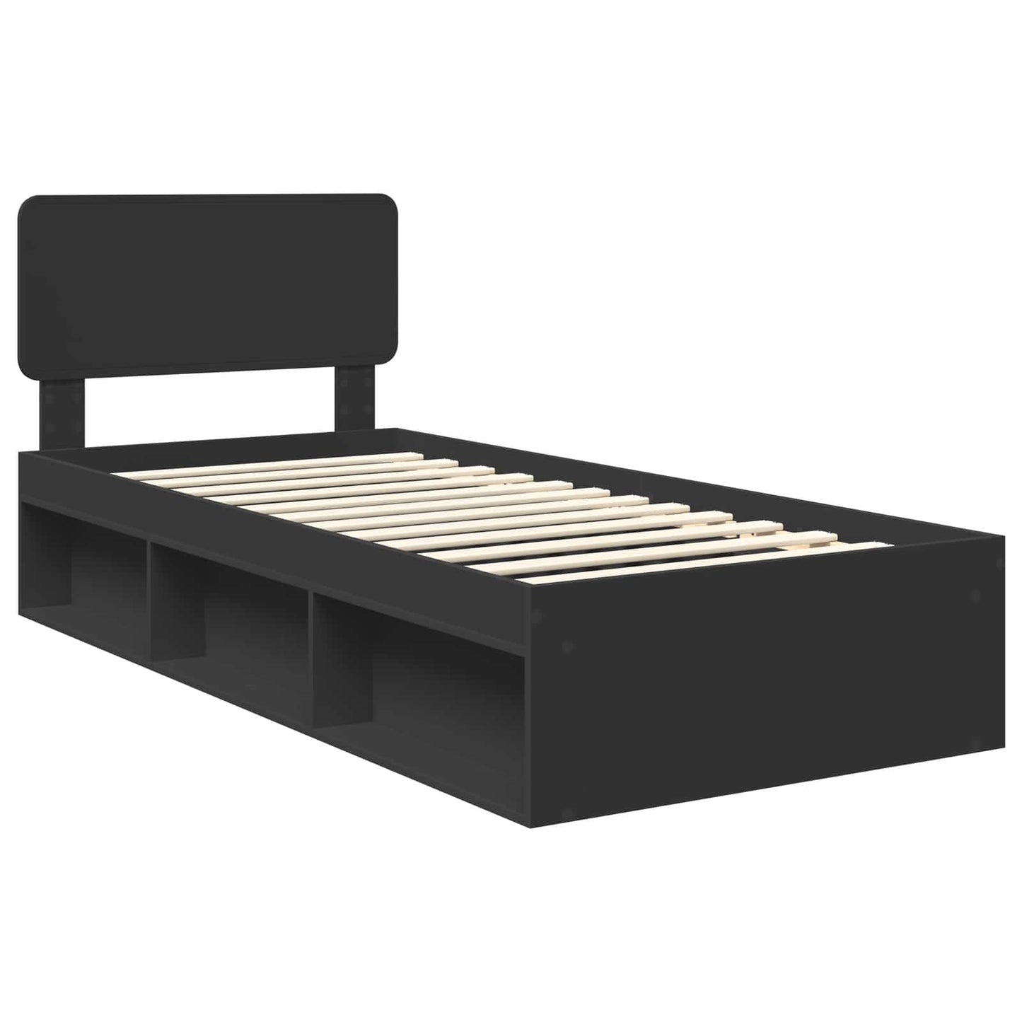 vidaXL Bettrahmen Schwarz 90 x 200 cm Massives Kiefernholz