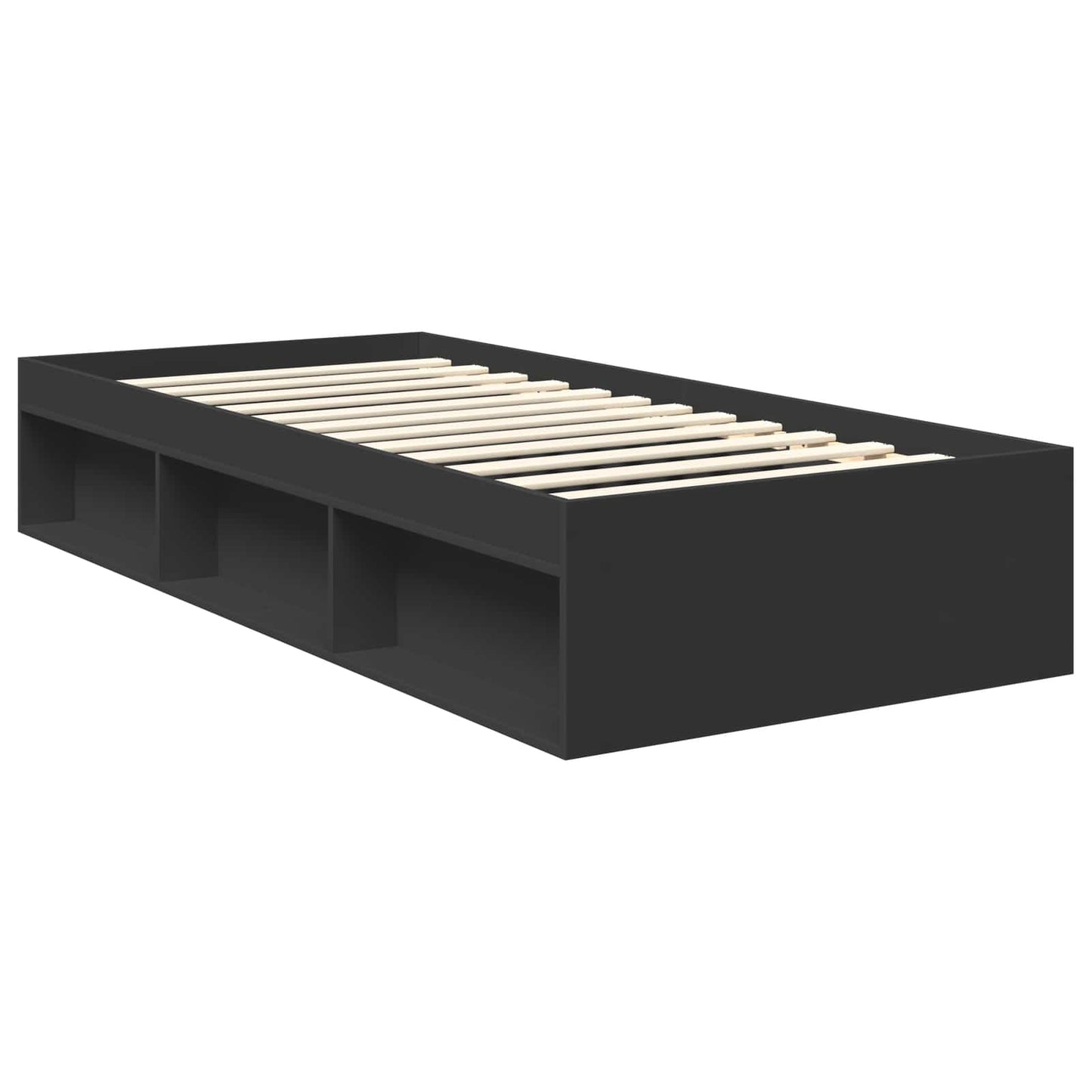vidaXL Bettrahmen Schwarz 90 x 200 cm Massives Kiefernholz