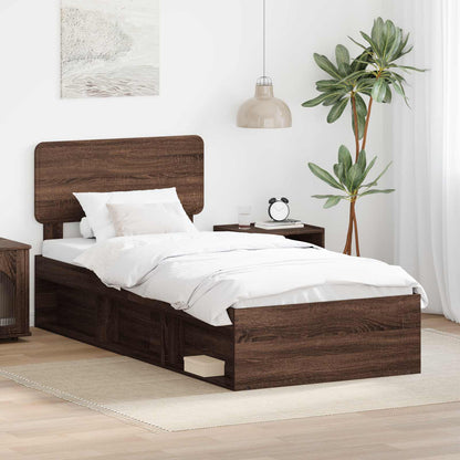 vidaXL Bettrahmen Braun Eichen-Optik 90 x 200 cm Massives Kiefernholz