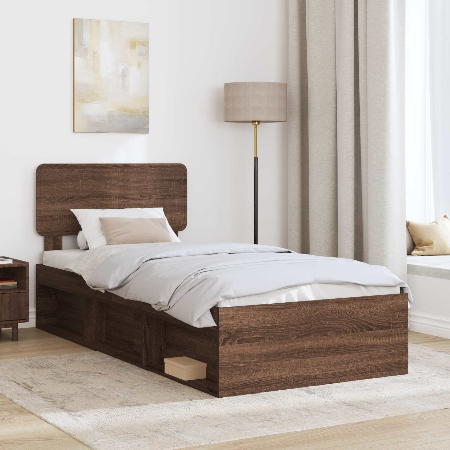 vidaXL Bettrahmen Braun Eichen-Optik 90 x 200 cm Massives Kiefernholz