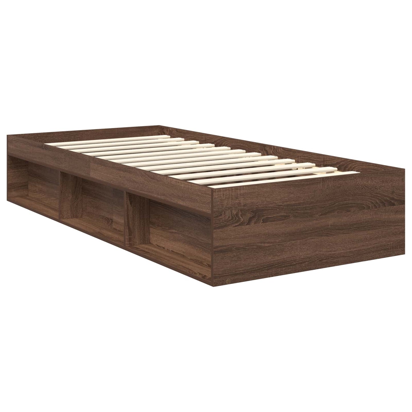 vidaXL Bettrahmen Braun Eichen-Optik 90 x 200 cm Massives Kiefernholz
