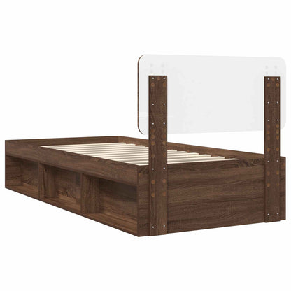vidaXL Bettrahmen Braun Eichen-Optik 90 x 200 cm Massives Kiefernholz