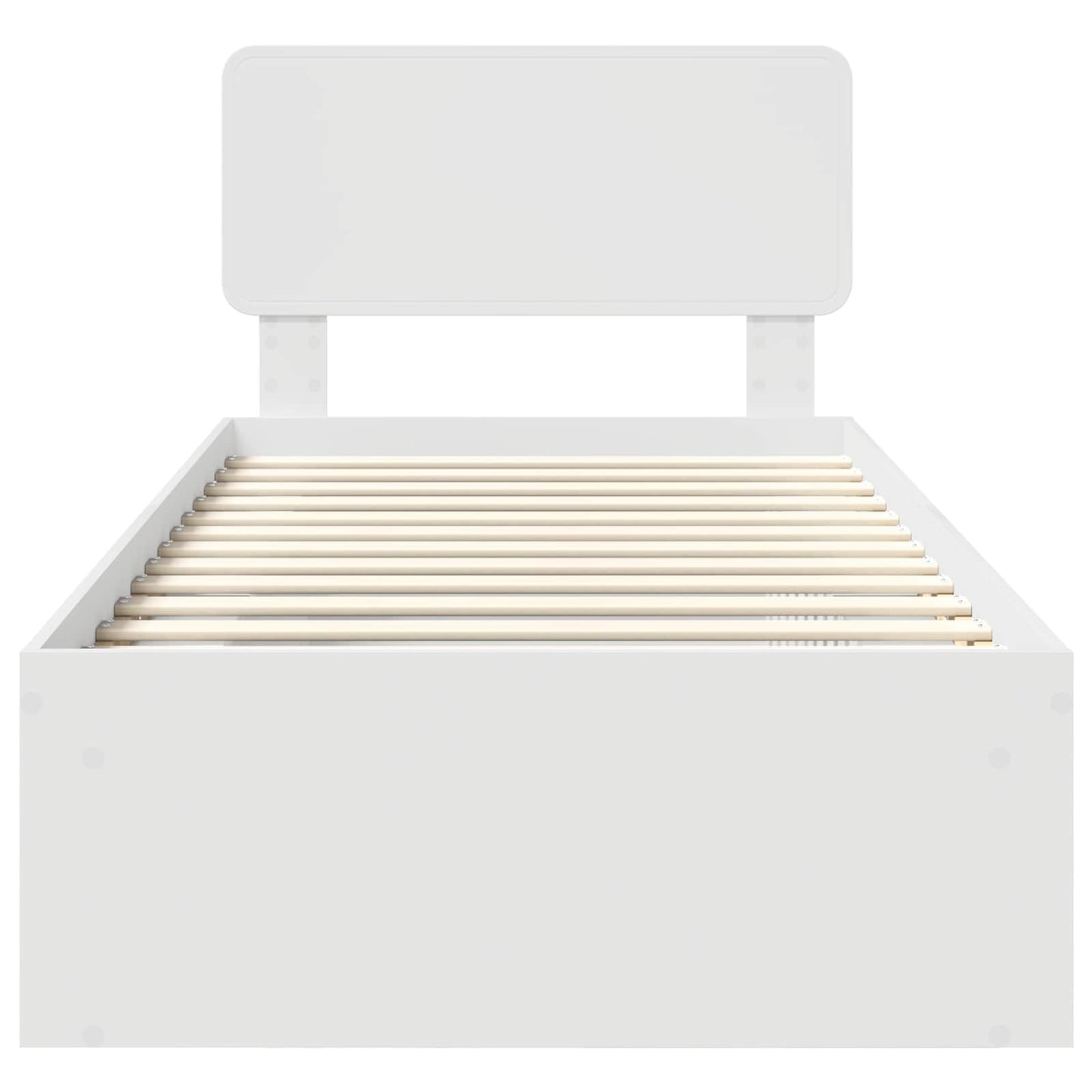 Bettrahmen mit Kopfteil Weiß 90 x 190 cm Massives Kiefernholz