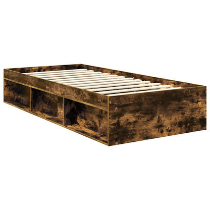 vidaXL Bettrahmen Geräucherte Eiche 90 x 190 cm Massives Kiefernholz