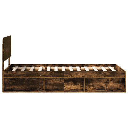 vidaXL Bettrahmen Geräucherte Eiche 90 x 190 cm Massives Kiefernholz