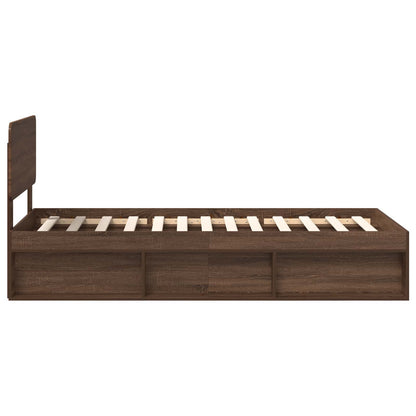vidaXL Bettrahmen Braun Eichen-Optik 90 x 190 cm Massives Kiefernholz