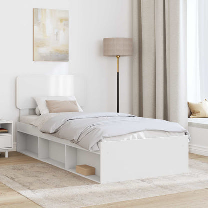 vidaXL Bettrahmen mit Kopfteil Weiß 75 x 190 cm Massives Kiefernholz