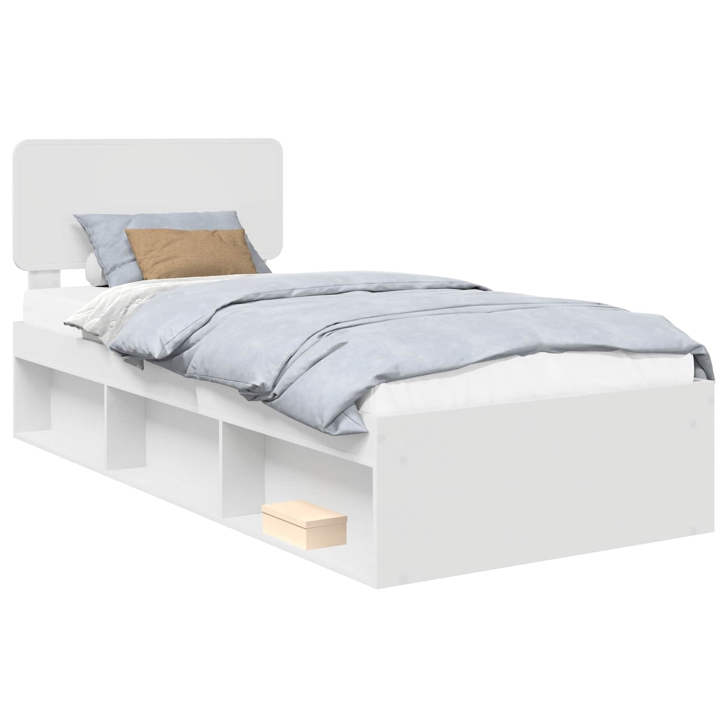 vidaXL Bettrahmen mit Kopfteil Weiß 75 x 190 cm Massives Kiefernholz