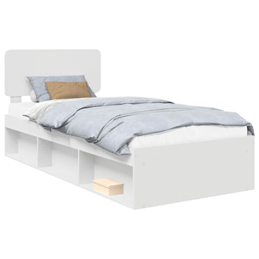 vidaXL Bettrahmen mit Kopfteil Weiß 75 x 190 cm Massives Kiefernholz