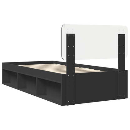 vidaXL Bettrahmen Schwarz 75 x 190 cm Massives Kiefernholz