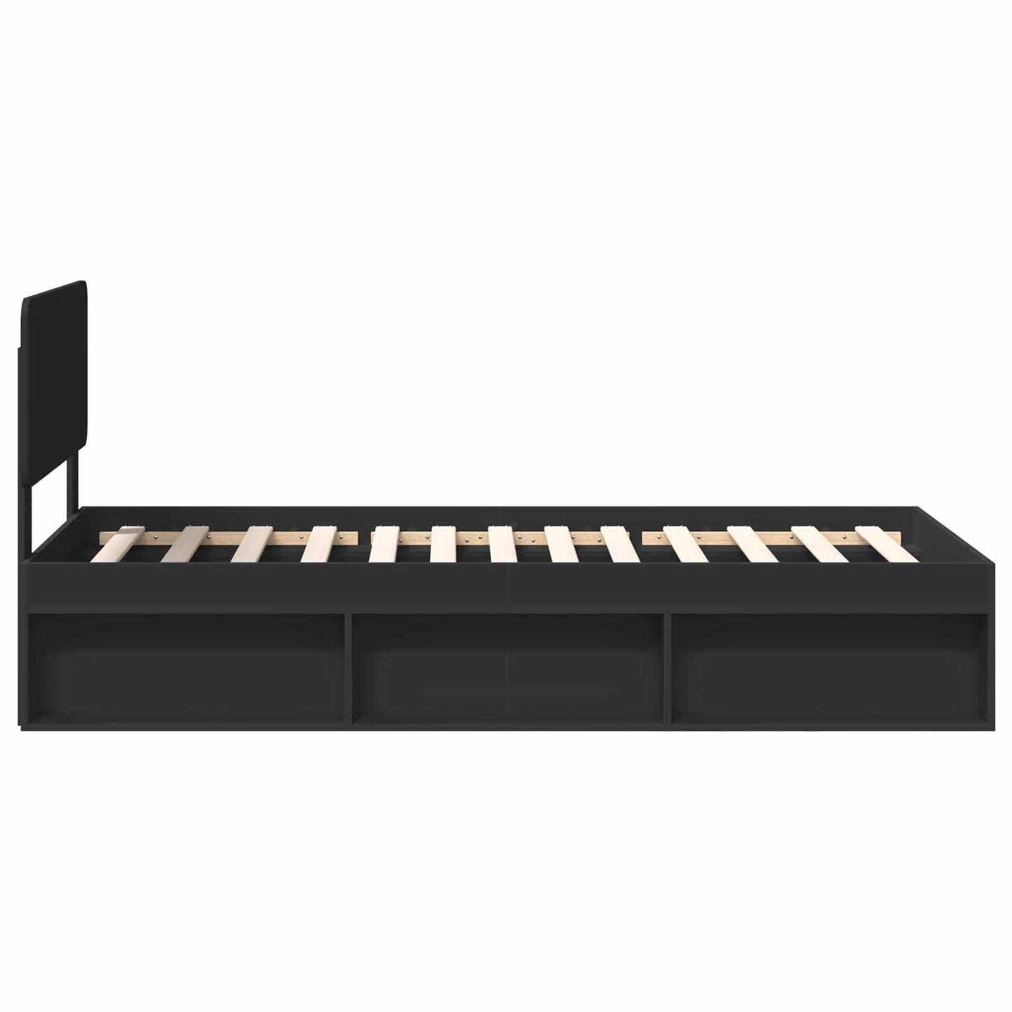 vidaXL Bettrahmen Schwarz 75 x 190 cm Massives Kiefernholz