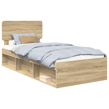 vidaXL Bettrahmen Sonoma-Eiche 75 x 190 cm Massives Kiefernholz
