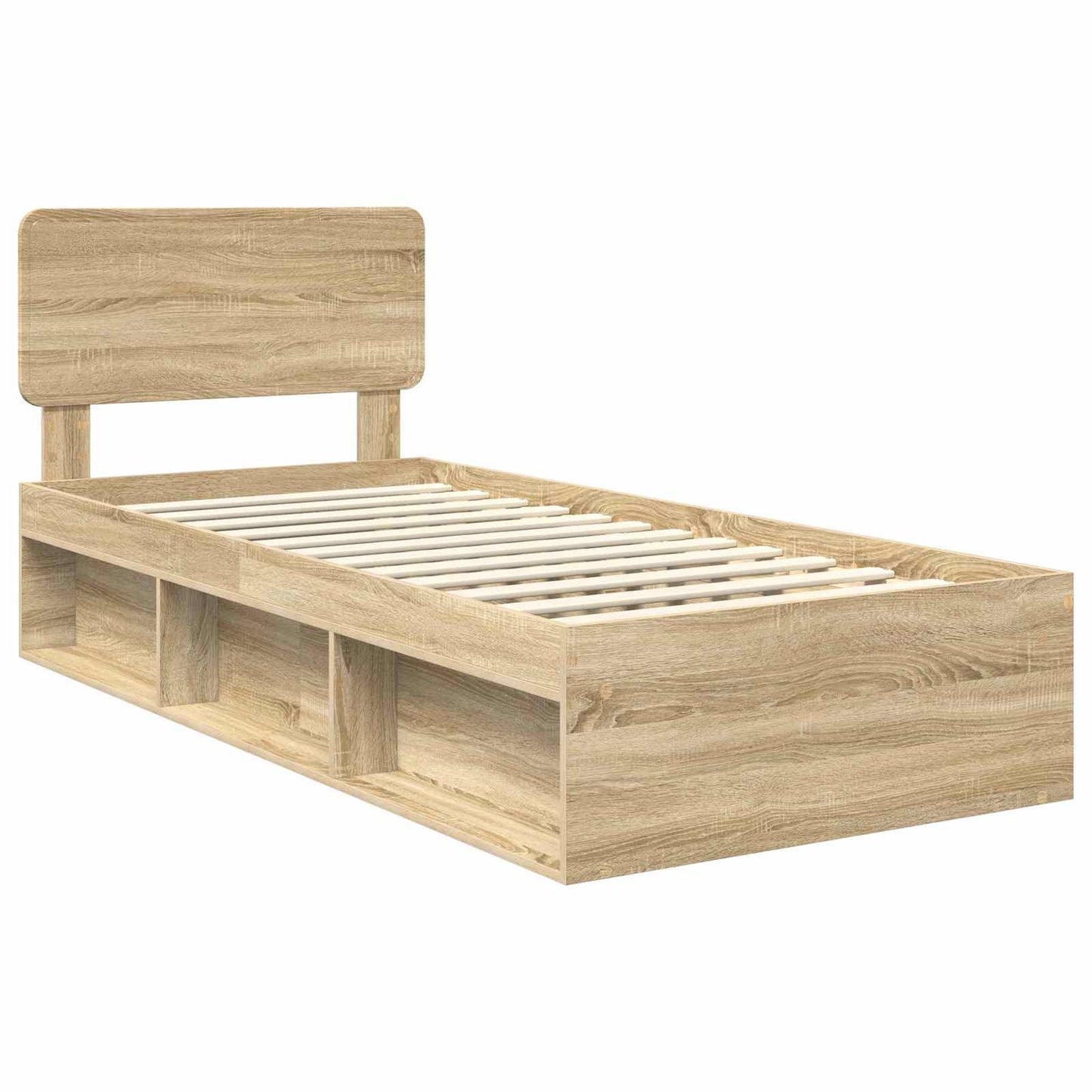 vidaXL Bettrahmen Sonoma-Eiche 75 x 190 cm Massives Kiefernholz